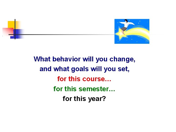 What behavior will you change, and what goals will you set, for this course…