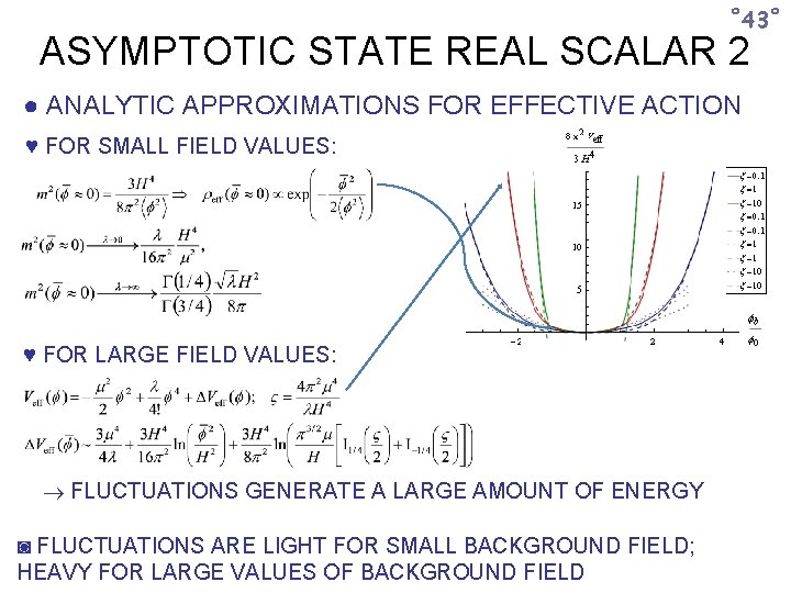 ˚ 43˚ ASYMPTOTIC STATE REAL SCALAR 2 ● ANALYTIC APPROXIMATIONS FOR EFFECTIVE ACTION ♥