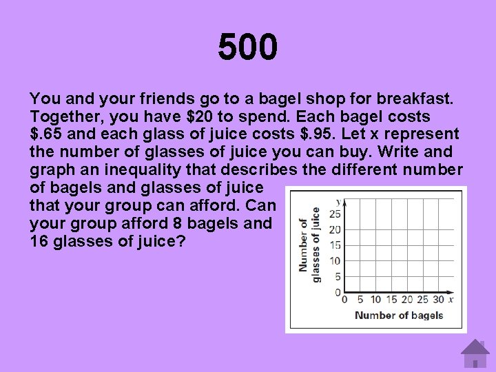 500 You and your friends go to a bagel shop for breakfast. Together, you