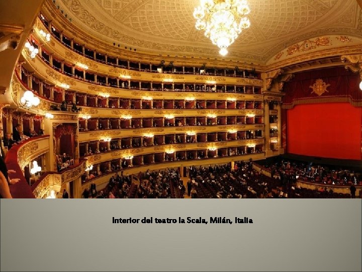 Interior del teatro la Scala, Milán, Italia 