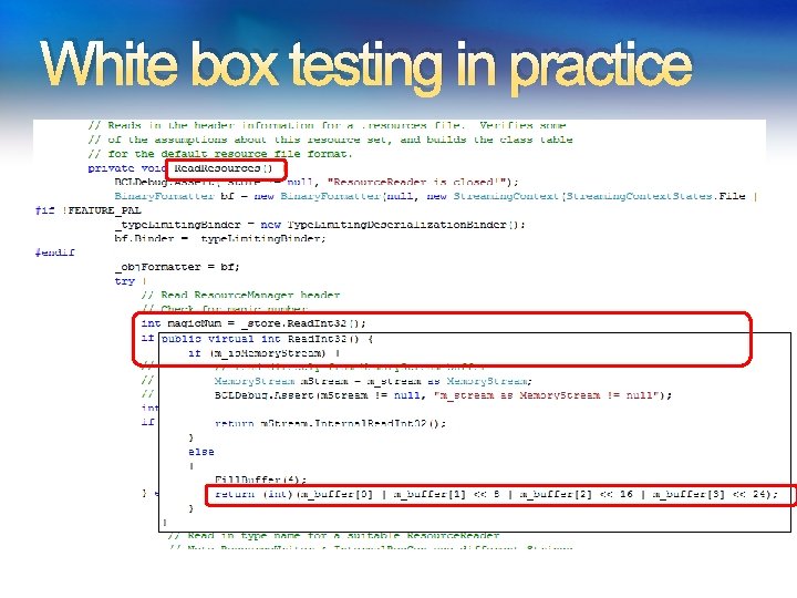 White box testing in practice 34 