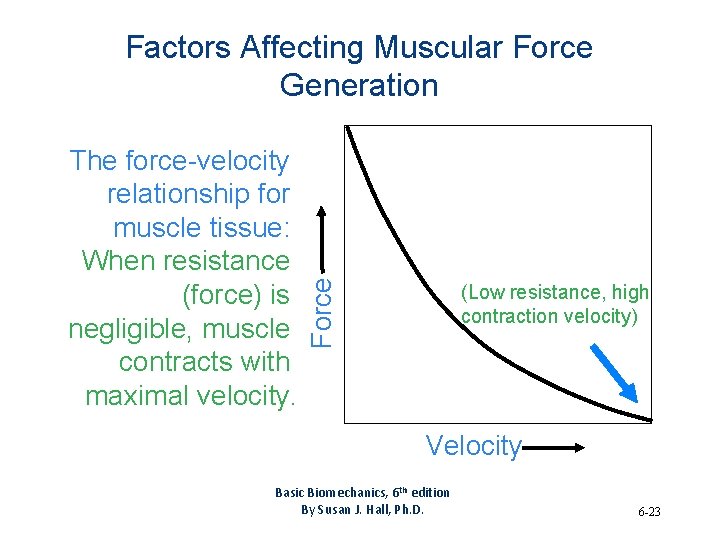The force-velocity relationship for muscle tissue: When resistance (force) is negligible, muscle contracts with