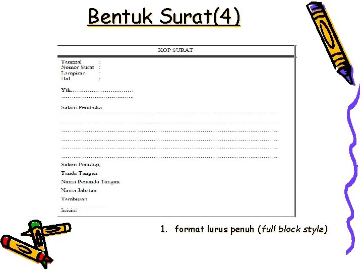 Bentuk Surat(4) 1. format lurus penuh (full block style) 