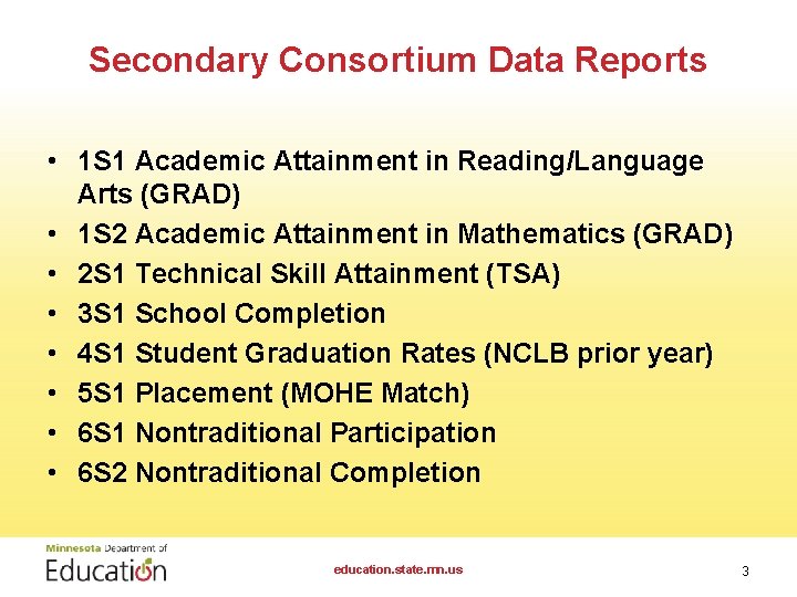 Secondary Consortium Data Reports • 1 S 1 Academic Attainment in Reading/Language Arts (GRAD)