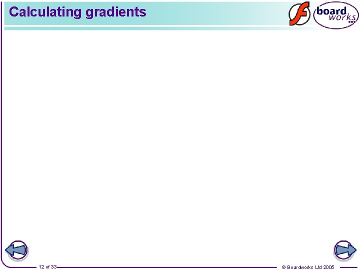 Calculating gradients 12 of 33 © Boardworks Ltd 2005 