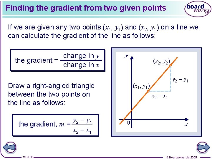 Finding the gradient from two given points If we are given any two points
