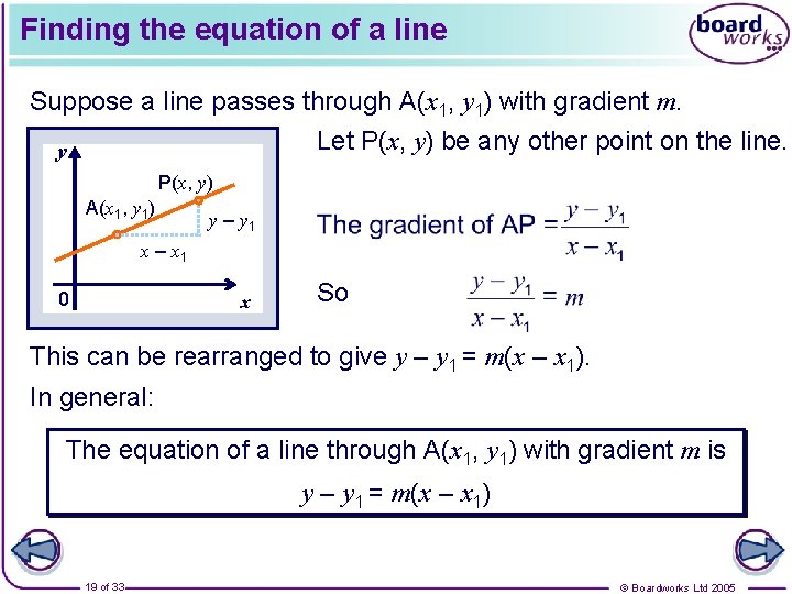 Finding the equation of a line Suppose a line passes through A(x 1, y