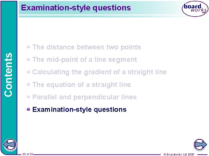 Examination-style questions Contents The distance between two points The mid-point of a line segment