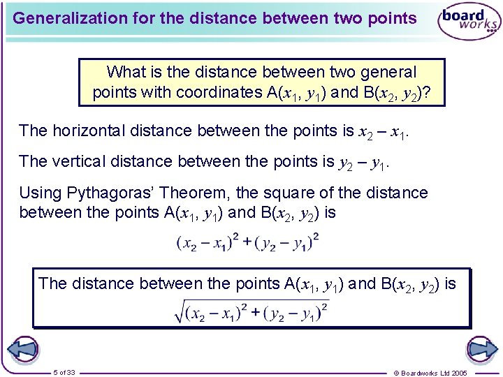 Generalization for the distance between two points What is the distance between two general