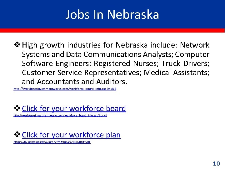Jobs In Nebraska v High growth industries for Nebraska include: Network Systems and Data