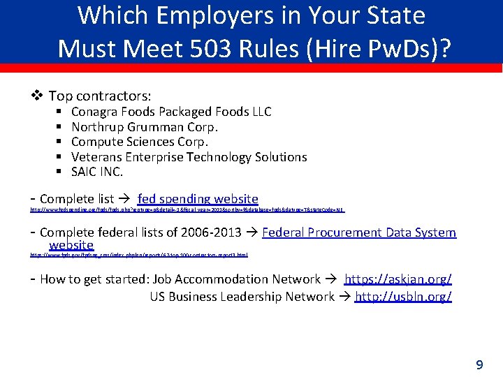 Which Employers in Your State Must Meet 503 Rules (Hire Pw. Ds)? v Top