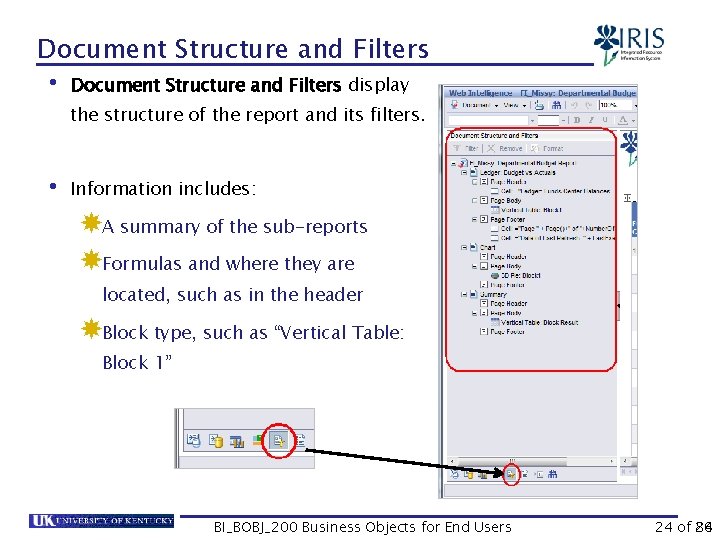 Document Structure and Filters • Document Structure and Filters display the structure of the