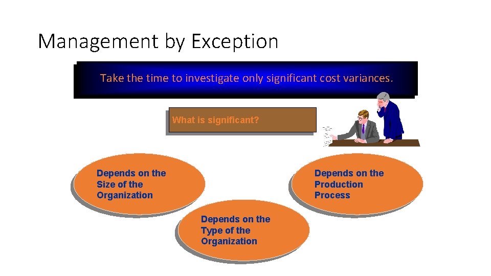 Management by Exception Take the time to investigate only significant cost variances. What is