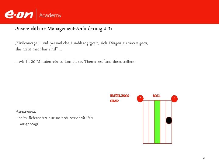 Unverzichtbare Management-Anforderung # 1: „Zivilcourage - und persönliche Unabhängigkeit, sich Dingen zu verweigern, die