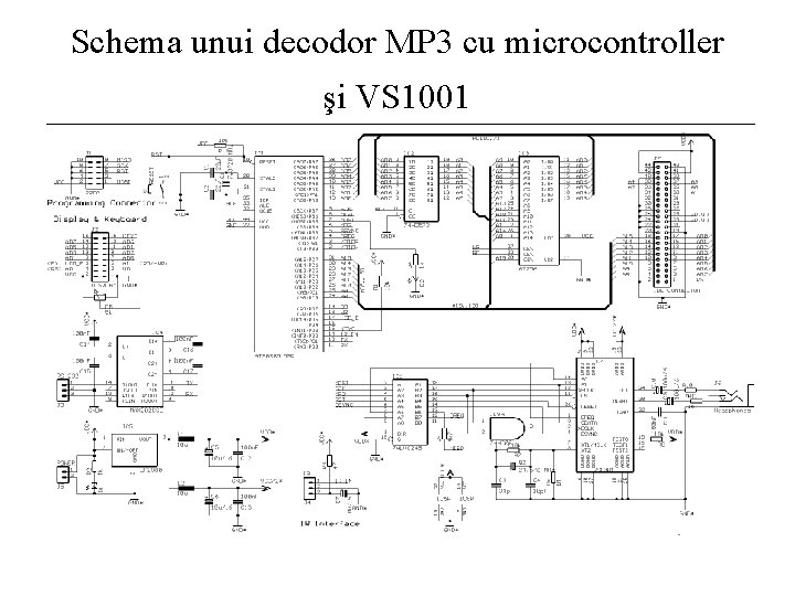 Schema unui decodor MP 3 cu microcontroller şi VS 1001 