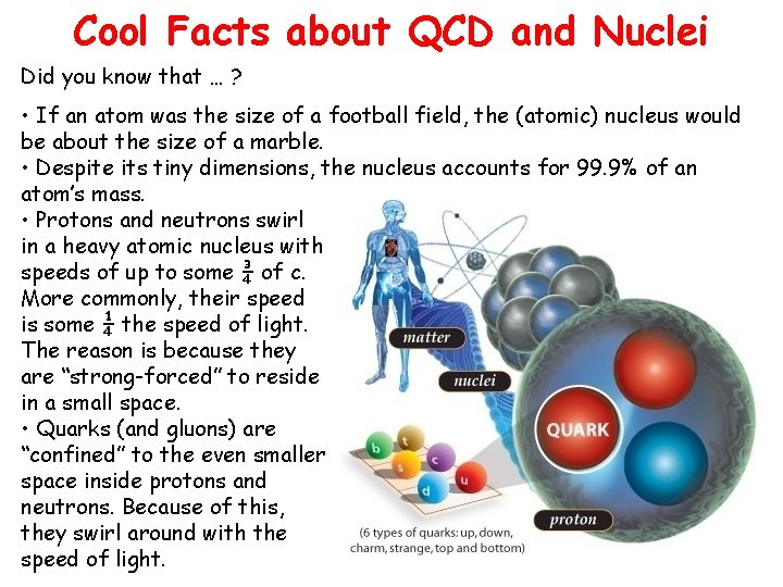 Cool Facts about QCD and Nuclei Did you know that … ? • If