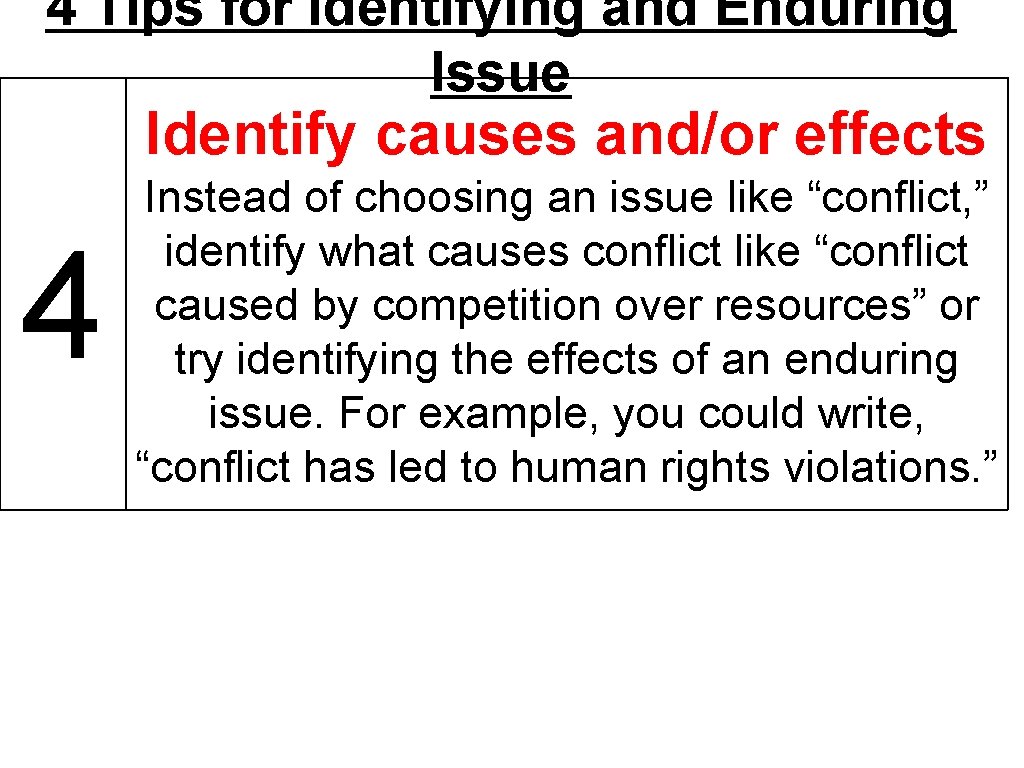 4 Tips for Identifying and Enduring Issue Identify causes and/or effects 4 Instead of 4 Tips for Identifying and Enduring Issue Identify causes and/or effects 4 Instead of