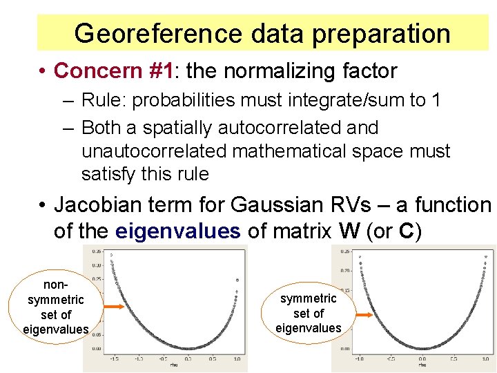Georeference data preparation • Concern #1: the normalizing factor – Rule: probabilities must integrate/sum