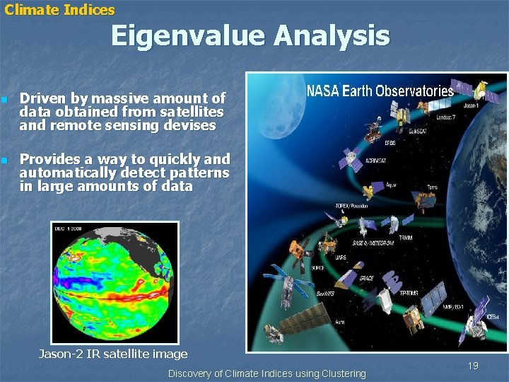 Climate Indices Eigenvalue Analysis n n Driven by massive amount of data obtained from