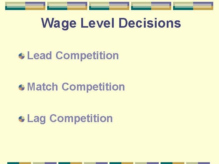 Wage Level Decisions Lead Competition Match Competition Lag Competition 