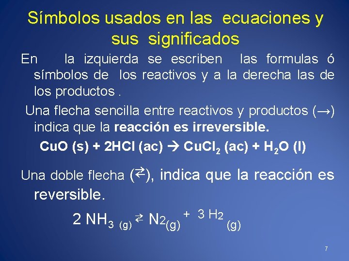 Símbolos usados en las ecuaciones y sus significados En la izquierda se escriben las