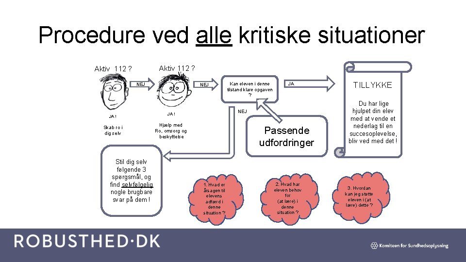 Procedure ved alle kritiske situationer Aktiv 112 ? NEJ JA ! Skab ro i