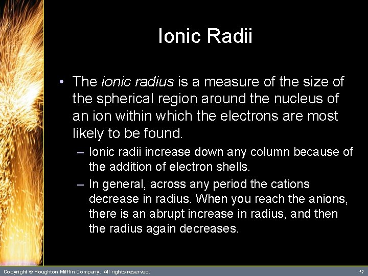 Ionic Radii • The ionic radius is a measure of the size of the Ionic Radii • The ionic radius is a measure of the size of the