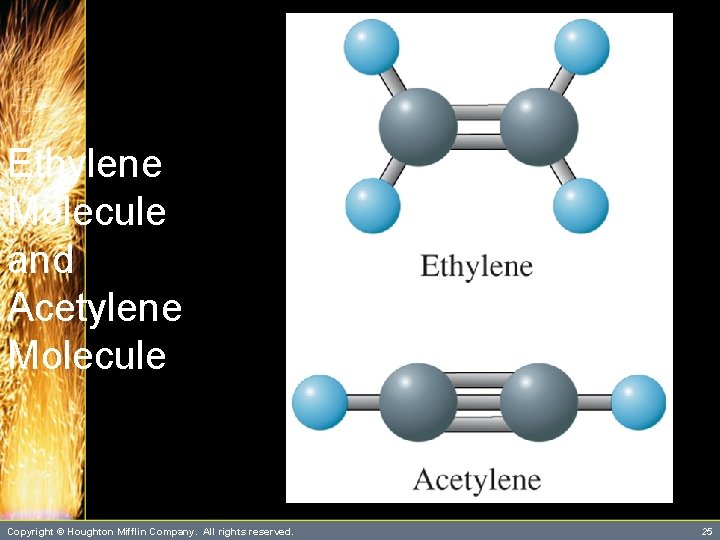 Ethylene Molecule and Acetylene Molecule Copyright © Houghton Mifflin Company. All rights reserved. 25 Ethylene Molecule and Acetylene Molecule Copyright © Houghton Mifflin Company. All rights reserved. 25
