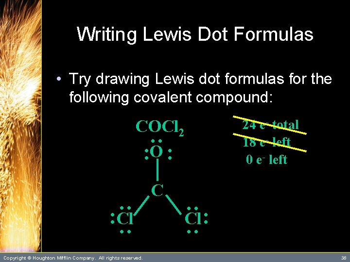 Writing Lewis Dot Formulas • Try drawing Lewis dot formulas for the following covalent Writing Lewis Dot Formulas • Try drawing Lewis dot formulas for the following covalent