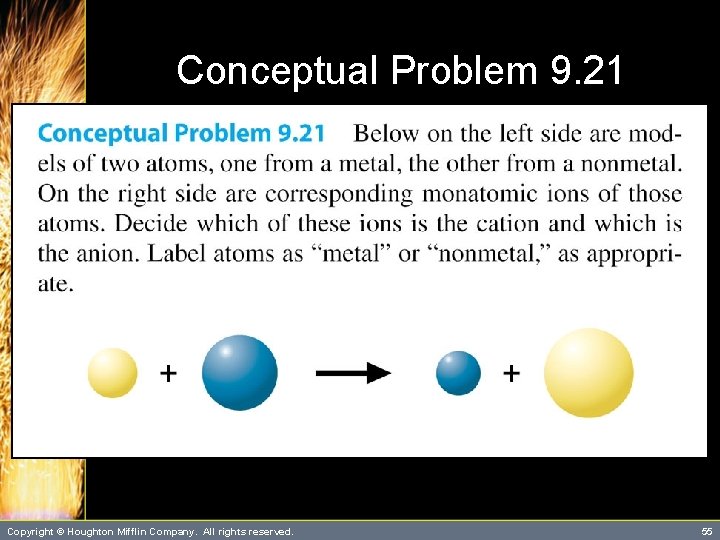 Conceptual Problem 9. 21 Copyright © Houghton Mifflin Company. All rights reserved. 55 Conceptual Problem 9. 21 Copyright © Houghton Mifflin Company. All rights reserved. 55