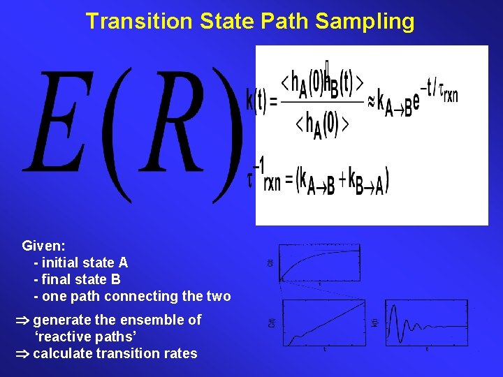Transition State Path Sampling Given: - initial state A - final state B -