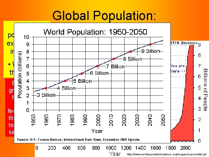 Global population is exponentially increasing: Global Population: • What does that mean? Exponential growth