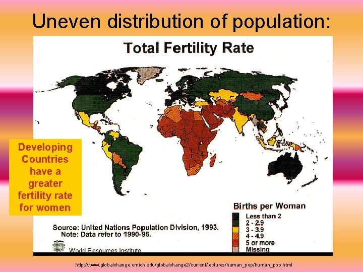 Uneven distribution of population: Developing countries are experiencing considerably faster population increases compared to