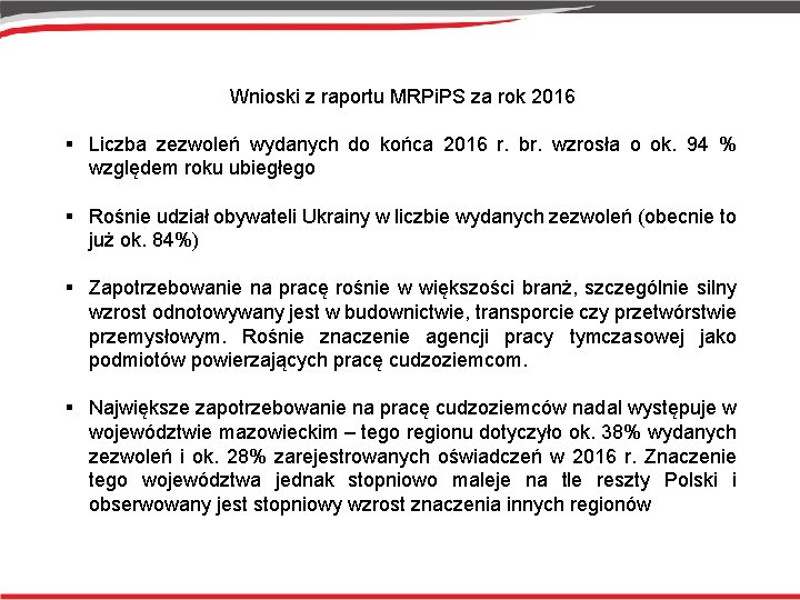 Wnioski z raportu MRPi. PS za rok 2016 § Liczba zezwoleń wydanych do końca