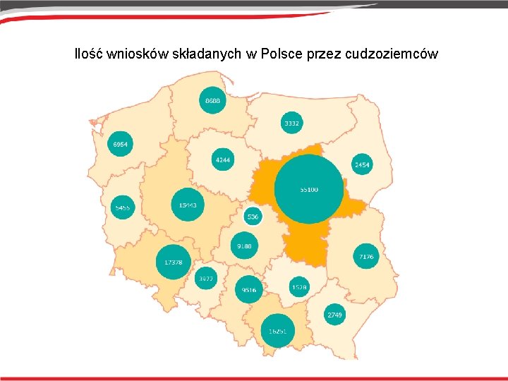 Ilość wniosków składanych w Polsce przez cudzoziemców 