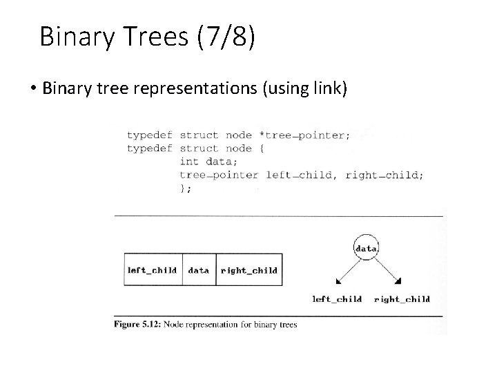 Binary Trees (7/8) • Binary tree representations (using link) 