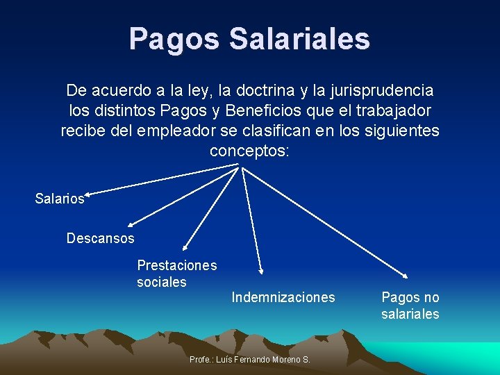 Pagos Salariales De acuerdo a la ley, la doctrina y la jurisprudencia los distintos
