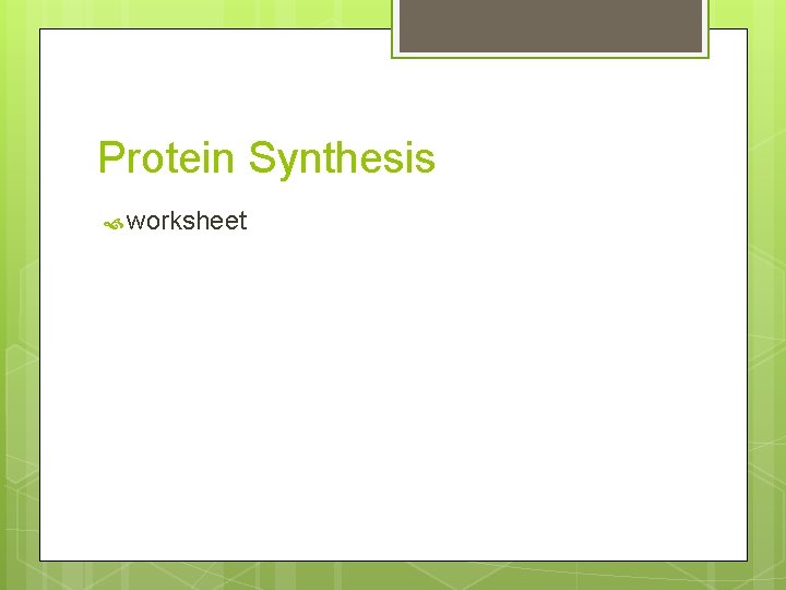 Protein Synthesis worksheet 