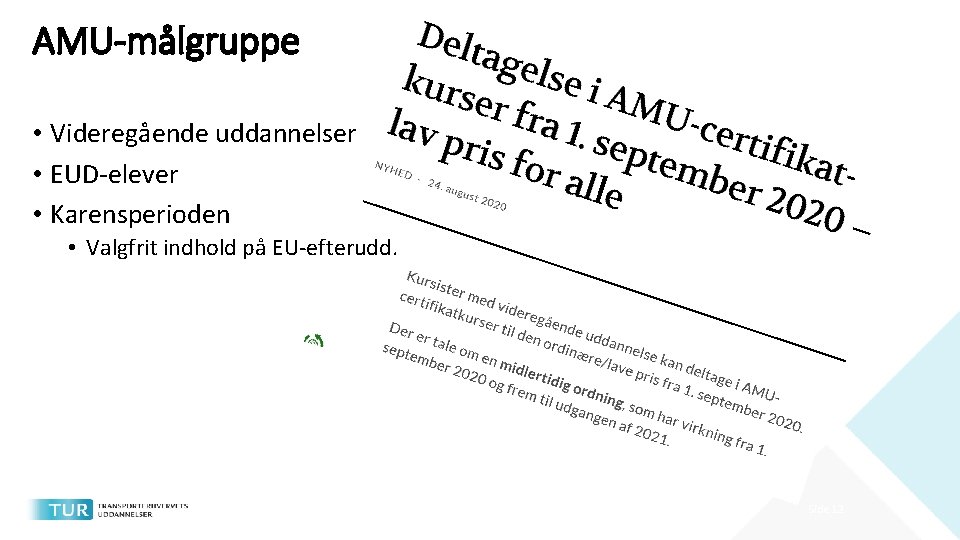 AMU-målgruppe • Videregående uddannelser • EUD-elever • Karensperioden • Valgfrit indhold på EU-efterudd. Side