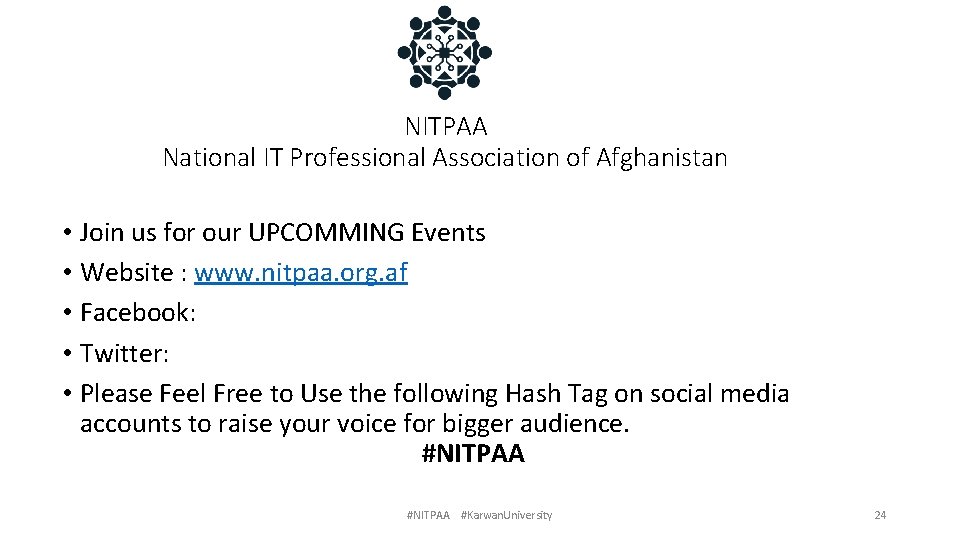 NITPAA National IT Professional Association of Afghanistan • Join us for our UPCOMMING Events