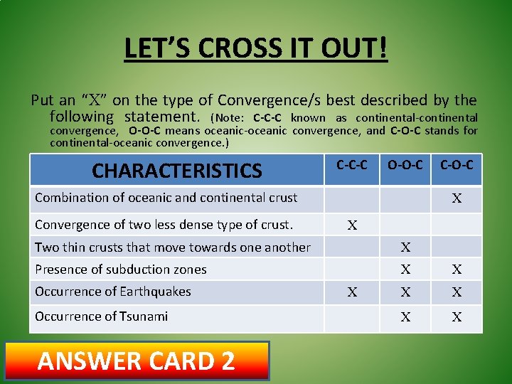 LET’S CROSS IT OUT! Put an “X” on the type of Convergence/s best described