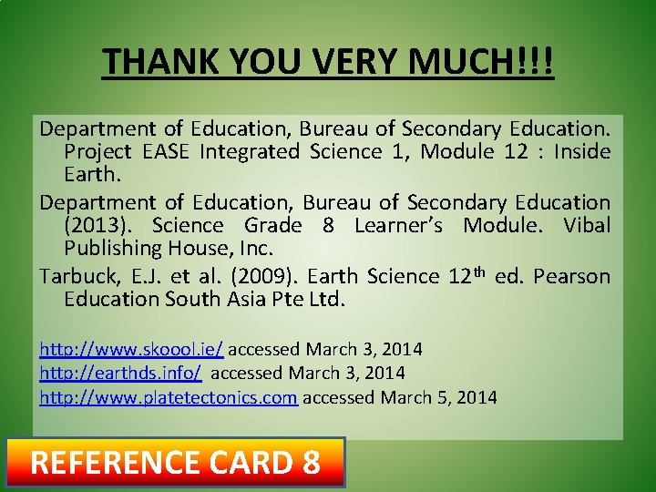 THANK YOU VERY MUCH!!! Department of Education, Bureau of Secondary Education. Project EASE Integrated