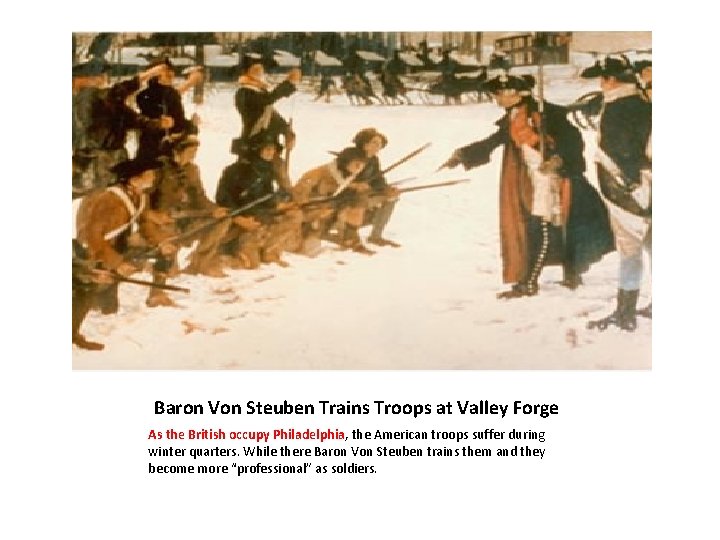 Baron Von Steuben Trains Troops at Valley Forge As the British occupy Philadelphia, the Baron Von Steuben Trains Troops at Valley Forge As the British occupy Philadelphia, the