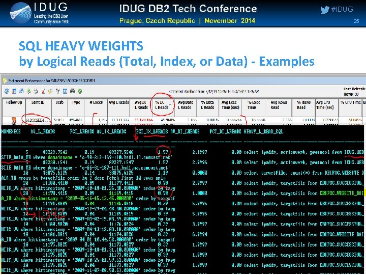#IDUG 25 SQL HEAVY WEIGHTS by Logical Reads (Total, Index, or Data) - Examples #IDUG 25 SQL HEAVY WEIGHTS by Logical Reads (Total, Index, or Data) - Examples