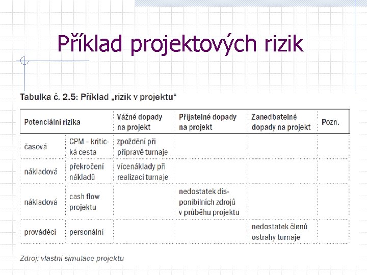 Příklad projektových rizik 