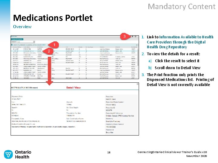 Mandatory Content Medications Portlet Overview 1. Link to Information Available to Health Care Providers