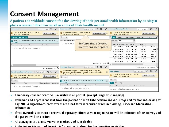 Consent Management A patient can withhold consent for the viewing of their personal health