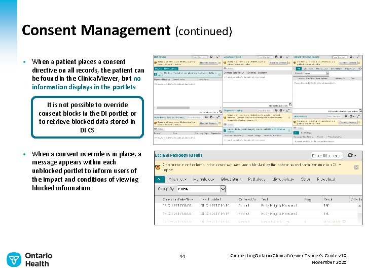 Consent Management (continued) • When a patient places a consent directive on all records,