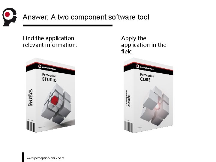 Answer: A two component software tool Find the application relevant information. www. perception-park. com