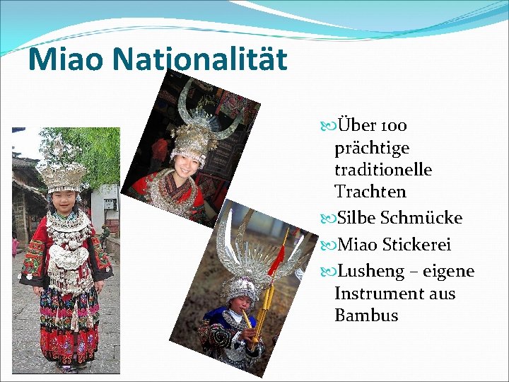 Miao Nationalität Über 100 prächtige traditionelle Trachten Silbe Schmücke Miao Stickerei Lusheng – eigene